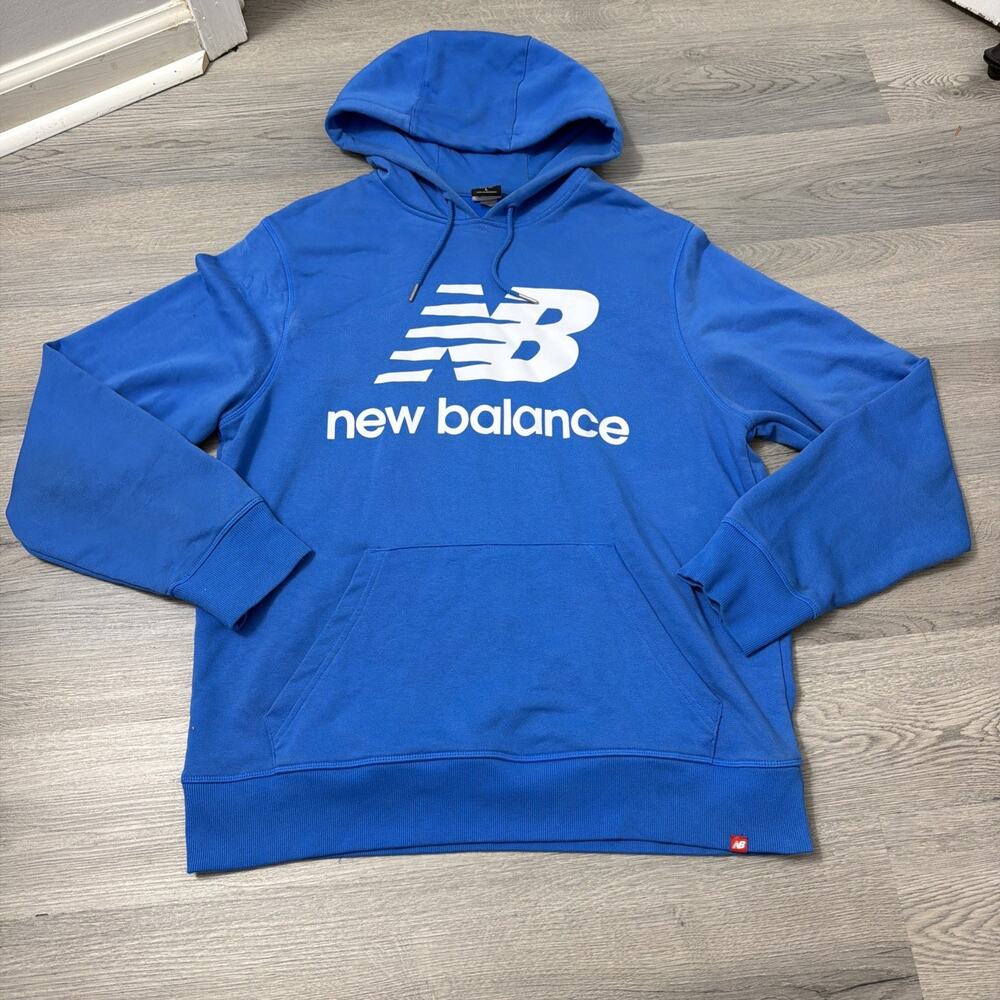 Size L New Balance Blue Pullover Athletic Casual Hoodie Sweatshirt Men's
